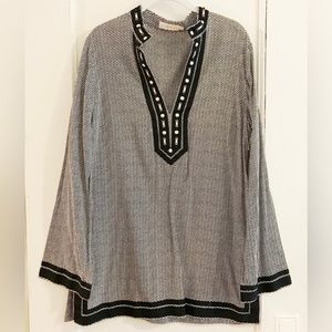 Tory Burch Black & White Print Tunic Size 14
